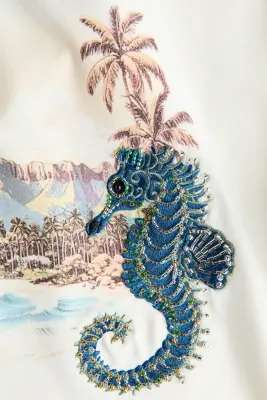 T-shirt court avec ornementations - Blanc/hippocampes — photo 5