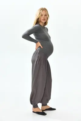 MAMA Pantalon ballon à pinces - Gris chiné — photo 1
