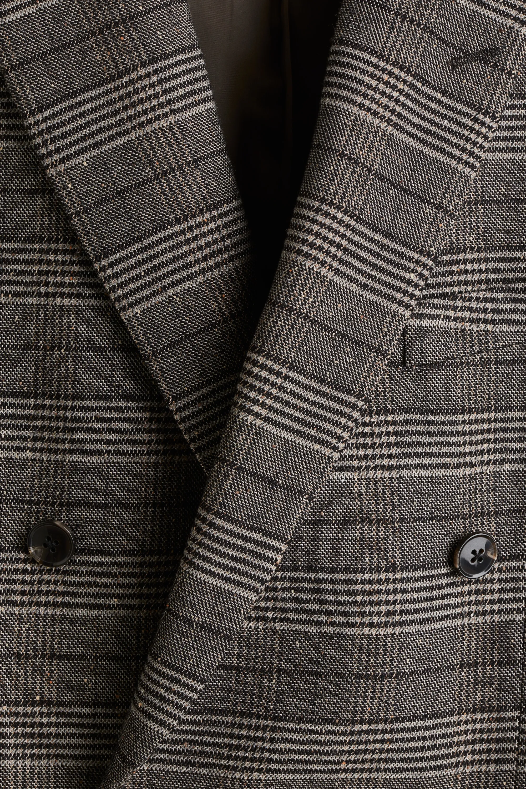 Veste croisée Regular Fit en laine mélangée - Gris/carreaux beiges