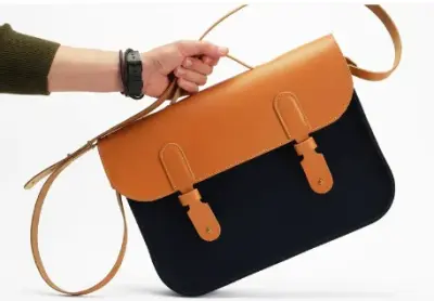 Porte-documents en toile et cuir - Marine — photo 2