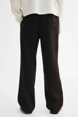 Pantalon Relaxed Fit en lin mélangé - Marron foncé — photo 2
