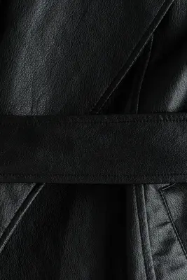 Veste en tissu enduit avec col châle - Noir — photo 4