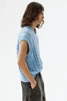 Pull sans manches Relaxed Fit en coton - Bleu ancien clair — photo 2