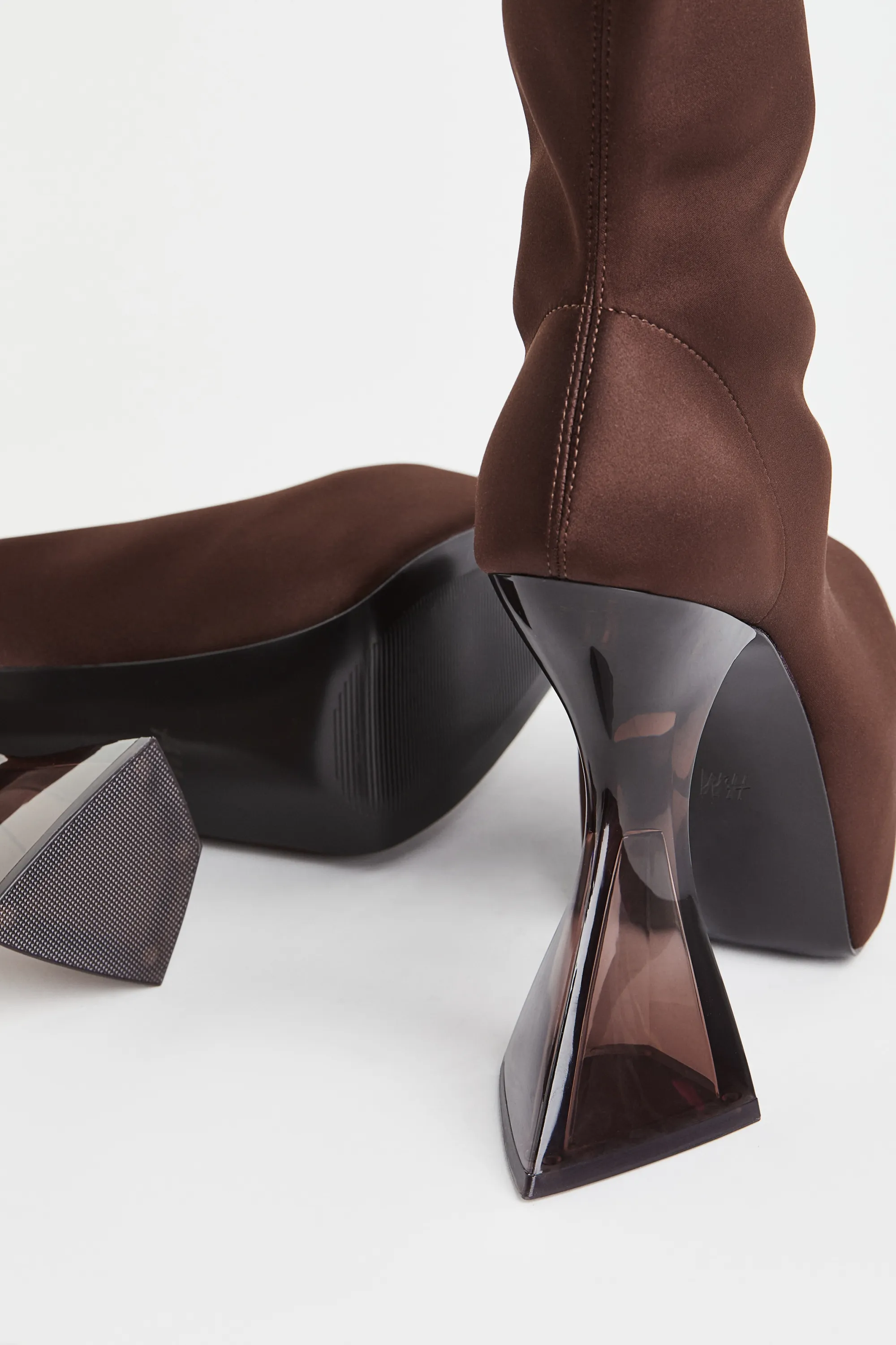 Bottines à plateau en satin - Acajou