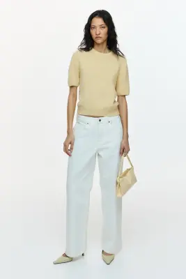 T-shirt en maille - Jaune clair — photo 1