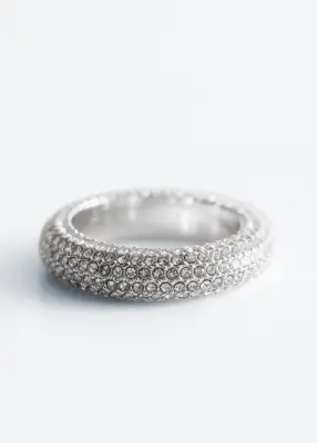 Bague épaisse à strass - Argenté — photo 2