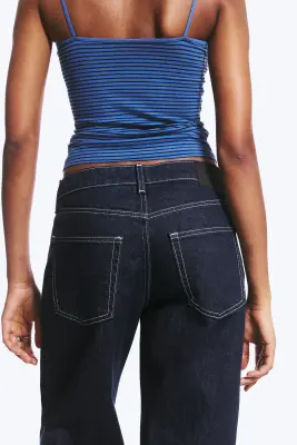 Jean jambe large taille mi-haute Paz - Blue Rinse – Bleu foncé — photo 3