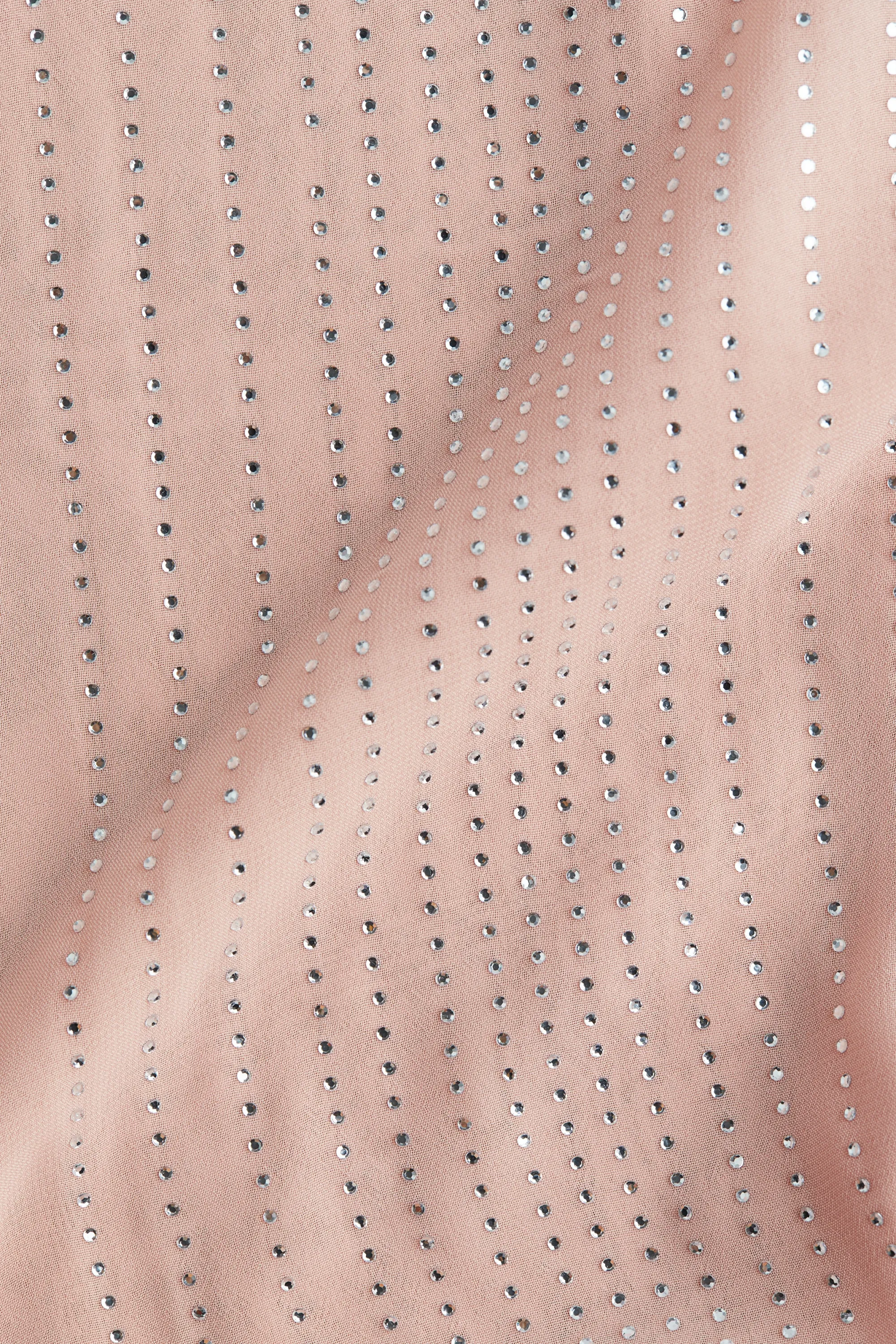 Robe en mousseline ornée de strass - Rose clair