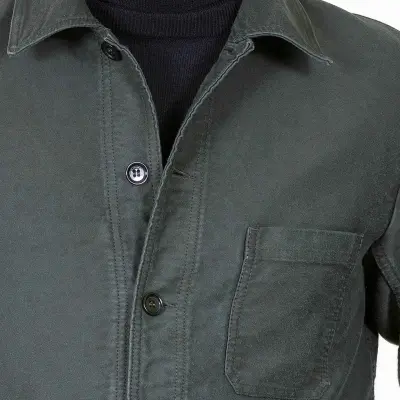 Veste Workwear en Moleskine en Coton Bio 4M/5 - Khaki foncé — photo 3