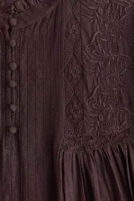 Robe tunique avec dentelle - Marron foncé — photo 3