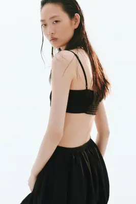 Crop top froncé - Noir — photo 2