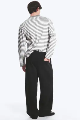 Pantalon jogger plissé - Noir — photo 3