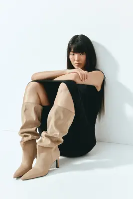 Bottes de hauteur genou - Beige — photo 2