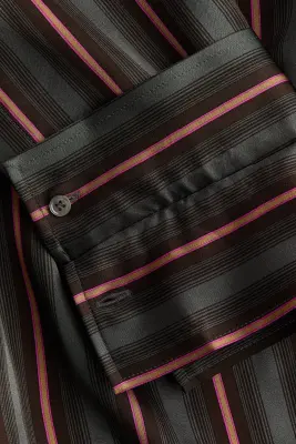 Chemise en satin à effet superposé - Gris foncé/rayé — photo 5