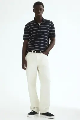 Polo Regular Fit - Bleu foncé/rayé — photo 1