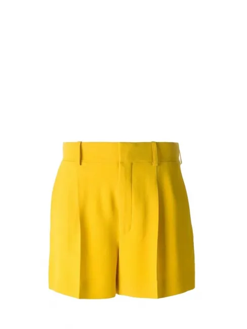 Short taille haute à pinces en crêpe jaune vif Prix boutique 490€ Taille 36