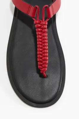 Sandales en cuir - Rouge — photo 2