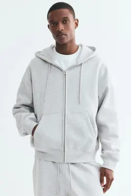Veste à capuche zippée Oversized Fit - Gris chiné — photo 2