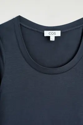 T-SHIRT SLIM EN SOIE - BLEU MARINE — photo 4