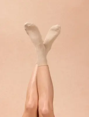 Chaussettes lurex côtelées - Doré — photo 2