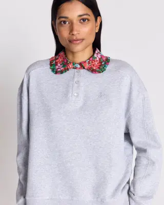 Sweat-shirt Tammy gris et imprimé Liberty rose et bordeaux — photo 1