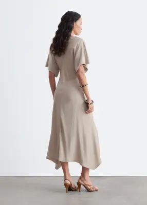 Robe longue à col en V - Beige pierre — photo 5