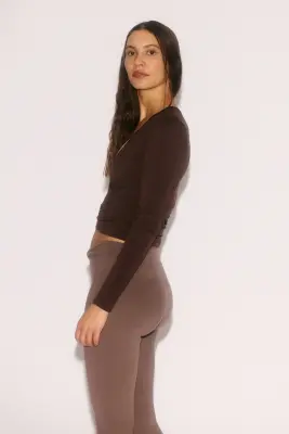 Top de sport croisé en modal - Marron chaud — photo 3