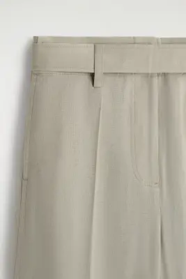 PANTALON BARREL CEINTURÉ EN LIN - SABLE — photo 5