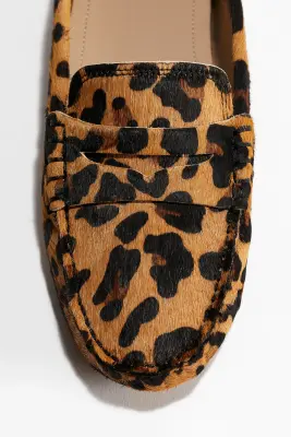 Mocassins en cuir - Beige/imitation léopard — photo 1