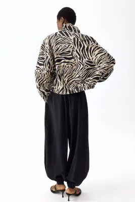 Veste en lin mélangé - Beige/imprimé zèbre — photo 3