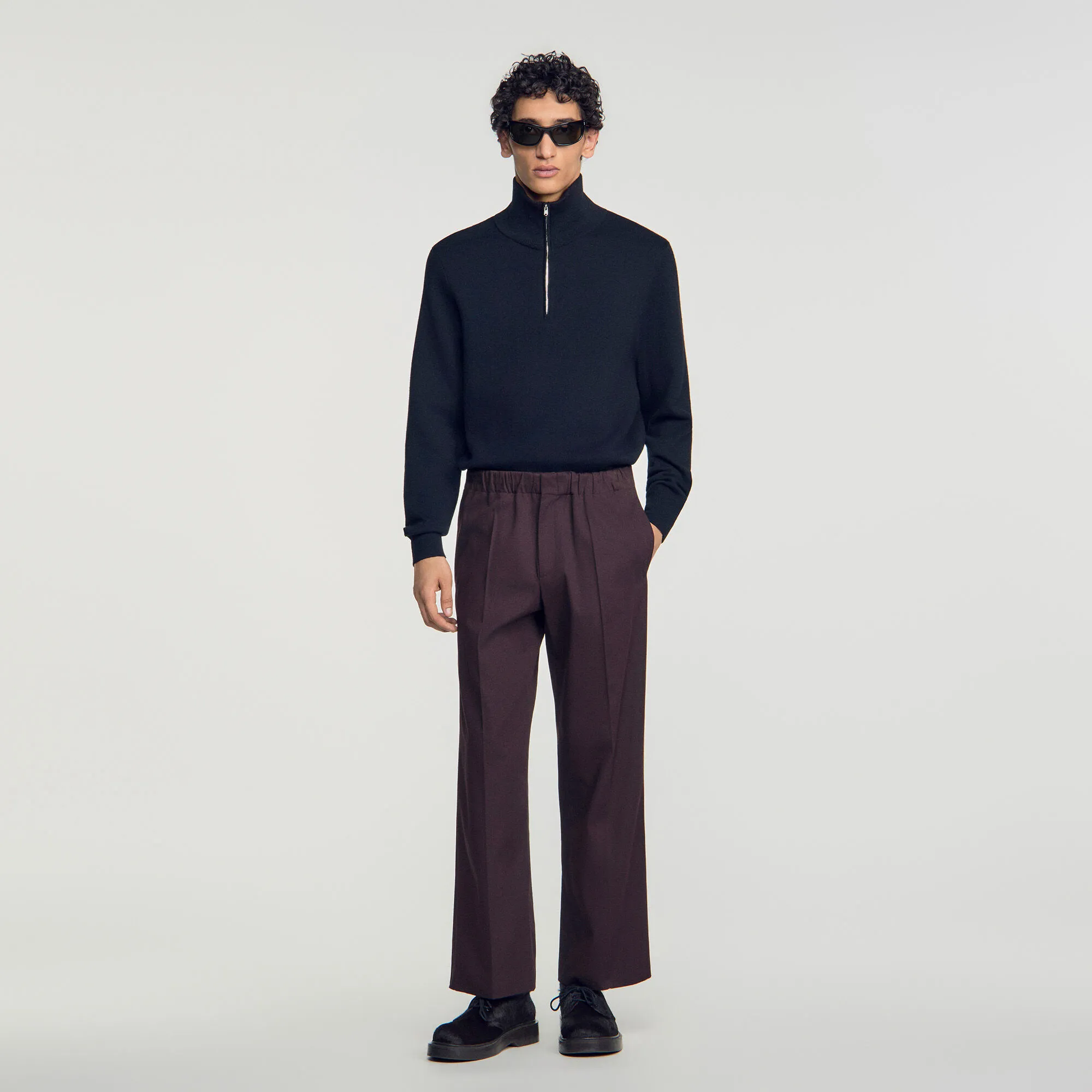Pantalon large à taille élastiquée