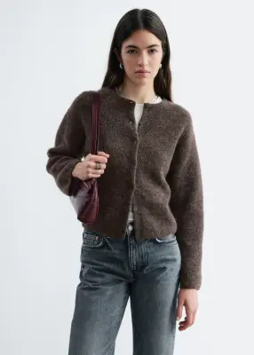 Cardigan en maille d’alpaga mélangé - Brun taupe — photo 2
