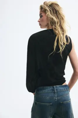 Body string en maille jacquard - Noir — photo 3