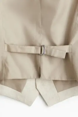 Gilet de costume Slim Fit en lin - Beige clair — photo 2