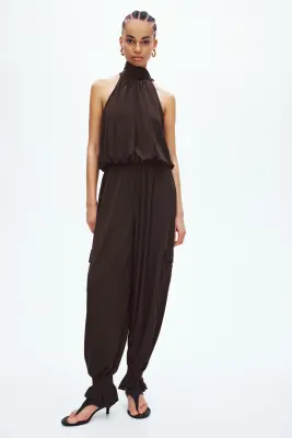Pantalon cargo avec jambes ballon - Marron foncé — photo 2