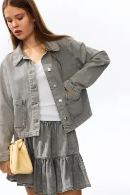 Veste en denim - Gris denim clair — photo 3