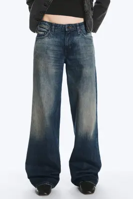 Jean jambe large taille basse Ample - Baltic Blue - Bleu foncé — photo 1