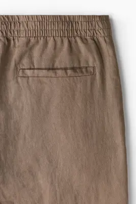 Pantalon Regular Fit en lin - Beige foncé — photo 3