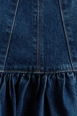 Robe en denim avec jupe évasée - Bleu denim foncé — photo 4