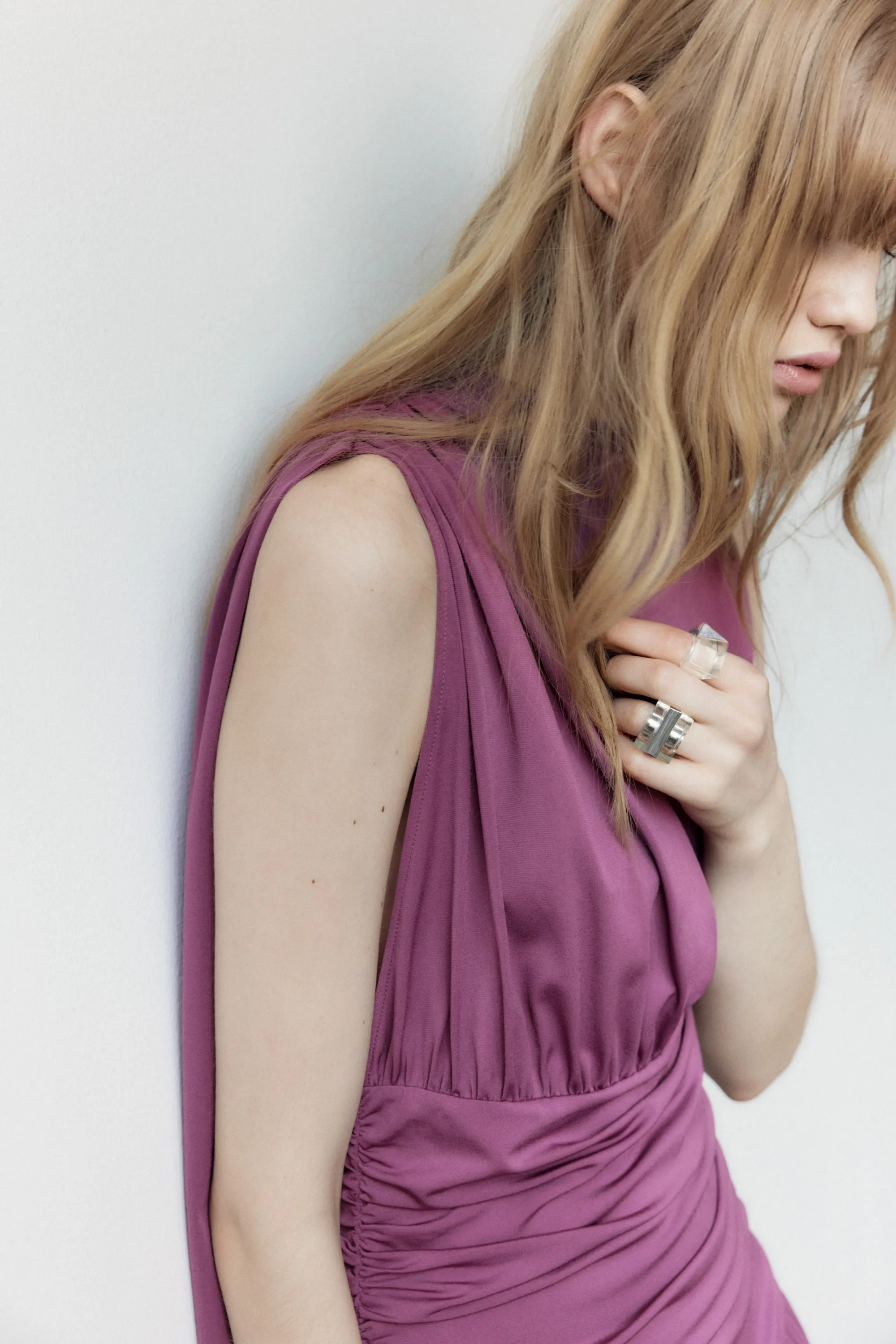 Robe en jersey à effet drapé - Violet
