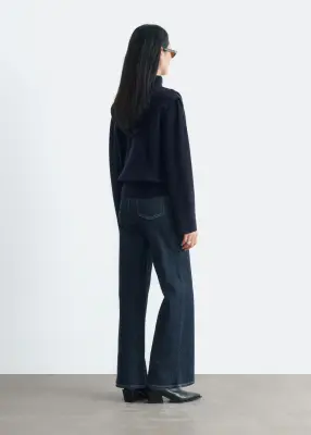 Pull plissé en laine - Bleu foncé — photo 4