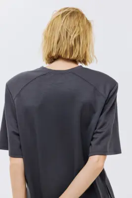 Top en modal mélangé - Gris foncé — photo 3