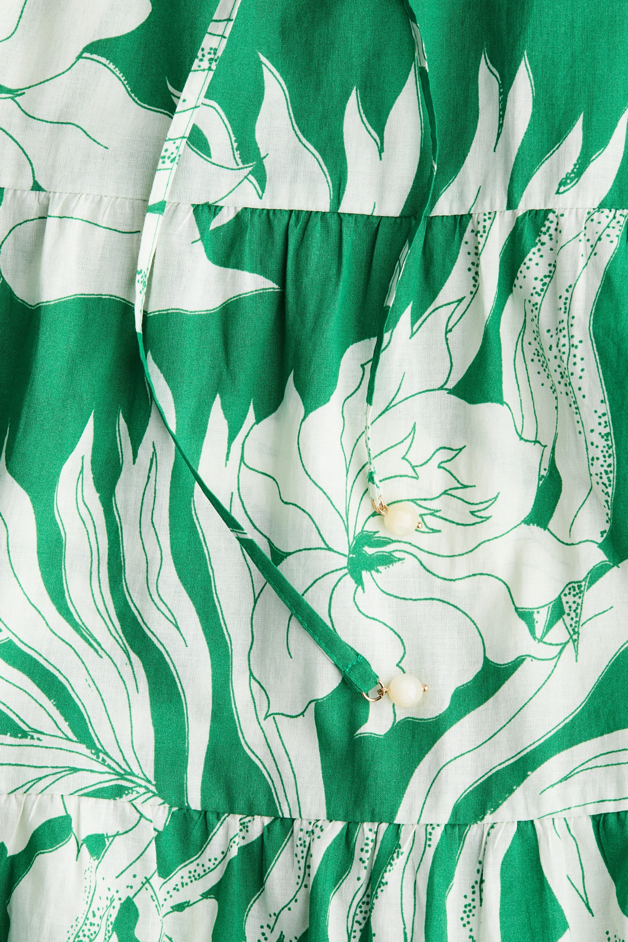 Robe longue en coton - Vert/fleuri