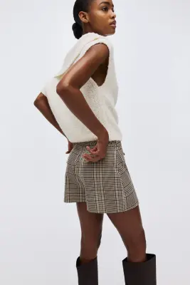 Jupe-short - Beige clair/carreaux — photo 3