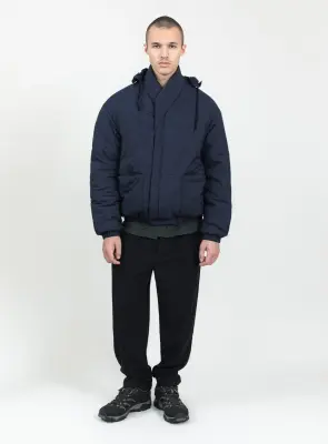 Kimono Puffer Jacket in Navy Blue Ecocare Microfiber — photo 5