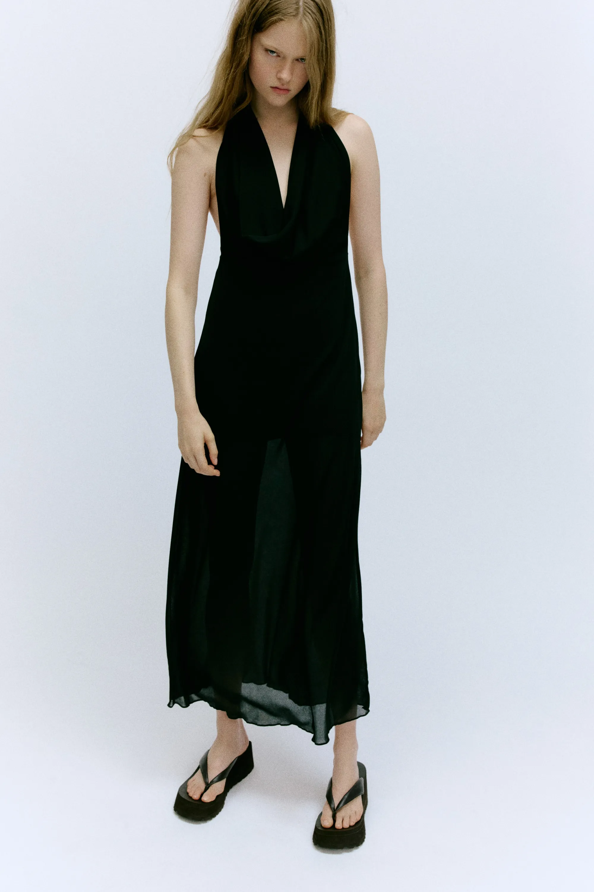 Robe maxi à encolure bénitier - Noir