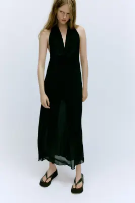 Robe maxi à encolure bénitier - Noir — photo 1