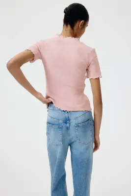 Top en jersey avec détails surjetés - Rose ancien — photo 1
