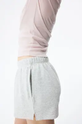 Short en molleton - Gris clair chiné — photo 3