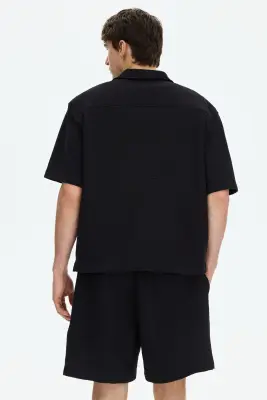 Short gaufré Relaxed Fit - Noir — photo 2